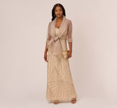 Organza Wrap Jacket With Short Sleeves In Champagne