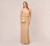 Art Deco Beaded Blouson Gown In Champ Gold