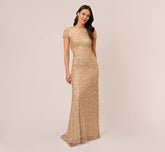 Scoop Back Sequin Gown In Champagne Gold