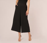 Cropped Pants With Wide Legs In Black