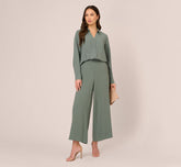 Cropped Pants With Wide Legs In Dusty Seafoam