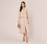 A Line Button Front Skirt With Flap Pockets In Flax
