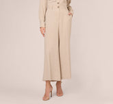Wide Leg Utility Pants With Pockets In Flax