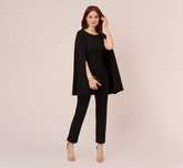 Crepe Jumpsuit With Cape In Black