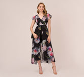 Floral Printed Jumpsuit In Black Multi