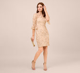 Metallic Embroidered Sheath Dress In Blush
