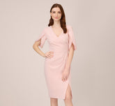 Pearl Embellished Knit Crepe Sheath Dress In Mellow Blush