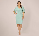 Plus Size Pearl Embellished Knit Crepe Sheath Dress In Cloudy Aqua