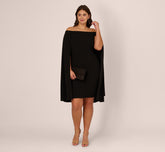 Plus Size Off The Shoulder Cape Dress In Black