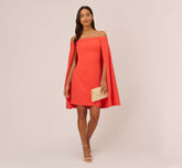Off The Shoulder Cape Dress In Calypso Coral