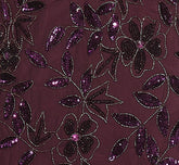 Plus Size Hand Beaded Short Sleeve Floral Godet Gown In Night Plum