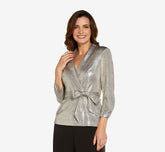 Metallic Jersey Jacket In Light Gold