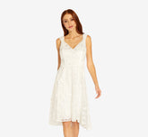 3D Floral Embroidered And Hand-Sequined High Low Short Cocktail Dress In Ivory