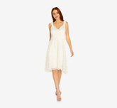 3D Floral Embroidered And Hand-Sequined High Low Short Cocktail Dress In Ivory