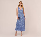 Hand-Beaded Ankle-Length Dress In French Blue