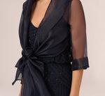 Organza Wrap Jacket With Short Sleeves In Midnight 3