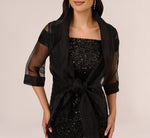 Organza Wrap Jacket With Short Sleeves In Black 4