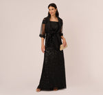 Organza Wrap Jacket With Short Sleeves In Black 1