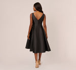 Sleeveless Mikado Fit And Flare Midi Dress With V-Back In Black 6