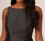 Sleeveless Mikado Fit And Flare Midi Dress With V-Back In Black 4