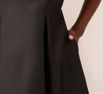 Sleeveless Mikado Fit And Flare Midi Dress With V-Back In Black 5