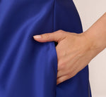 Sleeveless Mikado Fit And Flare Midi Dress With V-Back In Neptune 3