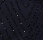 Art Deco Beaded Blouson Gown In Navy Black 6