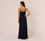 Art Deco Beaded Blouson Gown In Navy Black 5