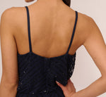 Art Deco Beaded Blouson Gown In Navy Black 4