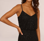 Art Deco Beaded Blouson Gown In Black 3