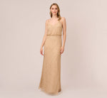 Art Deco Beaded Blouson Gown In Champ Gold 2