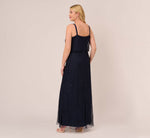 Plus Size Art Deco Beaded Blouson Gown In Navy Black 5