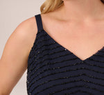 Plus Size Art Deco Beaded Blouson Gown In Navy Black 4