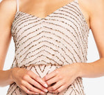 Art Deco Beaded Blouson Gown In Taupe Pink 2