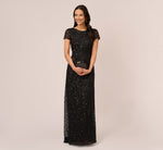Scoop Back Sequin Gown In Black 2