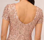 Scoop Back Sequin Gown In Rose Gold 4