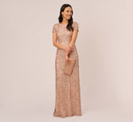 Scoop Back Sequin Gown In Rose Gold 1