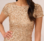 Scoop Back Sequin Gown In Champagne Gold 3