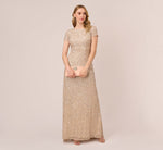 Scoop Back Sequin Gown In Champagne 1