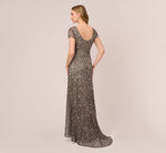 Scoop Back Sequin Gown In Lead 5