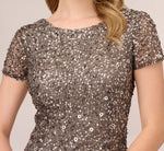 Scoop Back Sequin Gown In Lead 3