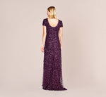 Scoop Back Sequin Gown In Cabernet 3