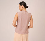 Dot Print Sleeveless Top With Ruffled Details In Champagne Small Dot 5