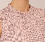 Dot Print Sleeveless Top With Ruffled Details In Champagne Small Dot 3