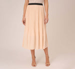Dot Print Pleated Midi Skirt In Champagne Ivory Seed Dot 2