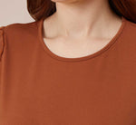 Scoop Neck Top With Swiss Dot Short Sleeves In Terracotta 3