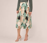 Abstract Print A Line Satin Midi Skirt In Dusty Seafoam Watercolor 3