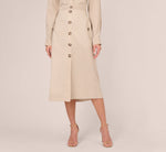 A Line Button Front Skirt With Flap Pockets In Flax 2