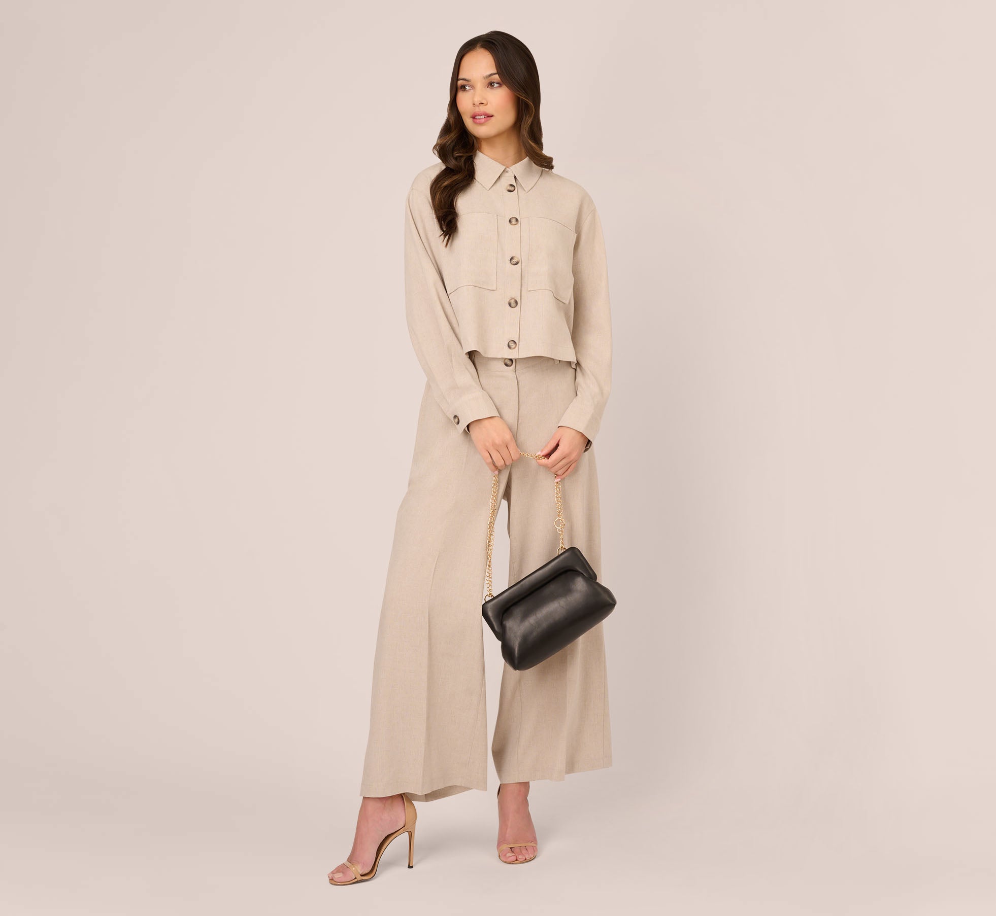 Wide Leg Utility Pants With Pockets In Flax 1