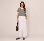 Short Sleeve Optic Pattern Knit Sweater In Ivory Black 1